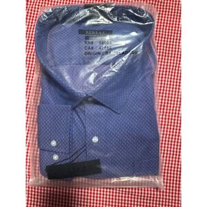 Synrgy Performance Men's Blue Micro Dot Stretch Dress Shirt Big Tall 24.0 35/36